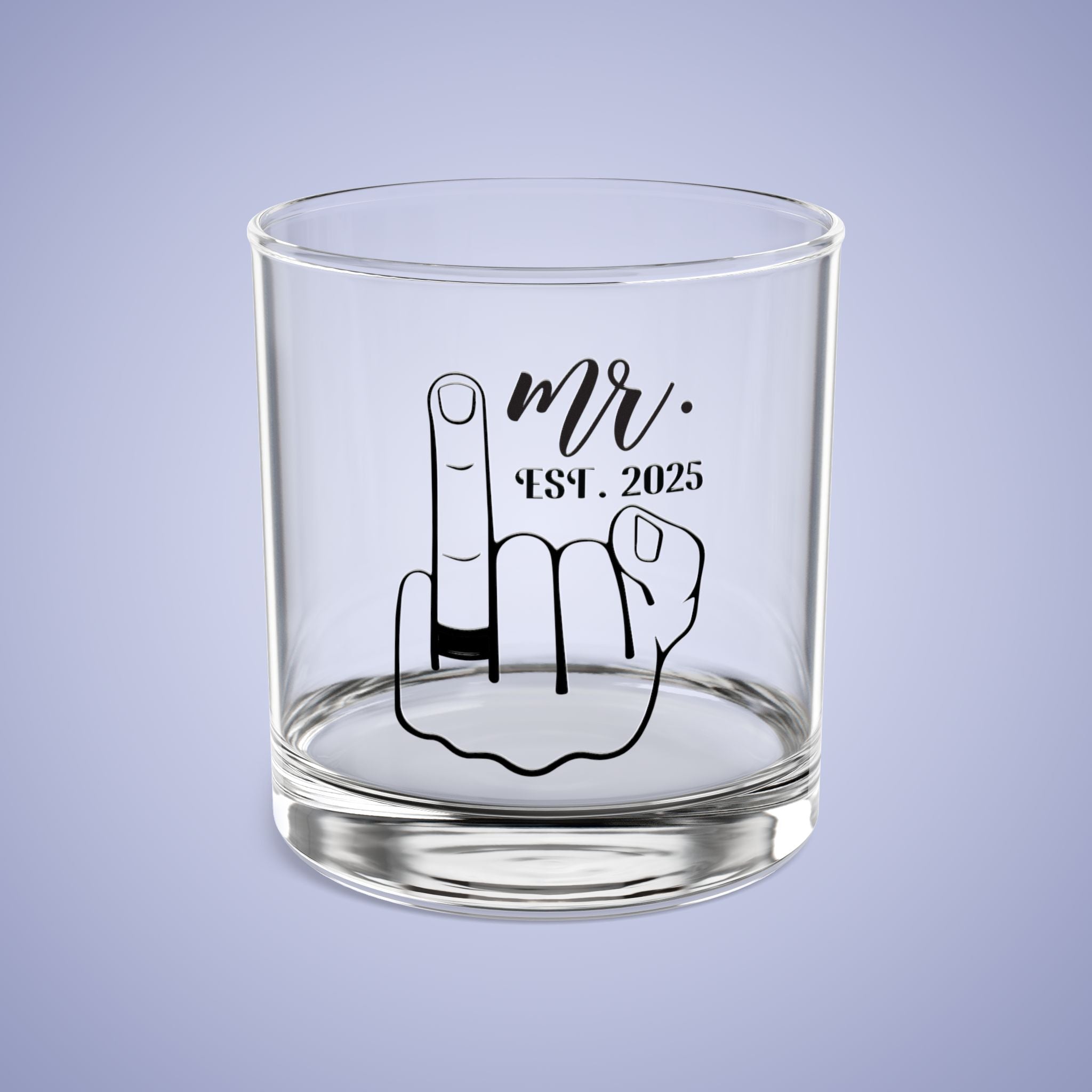 MR Est 2025 Personalized Engagement Rocks Glass Black