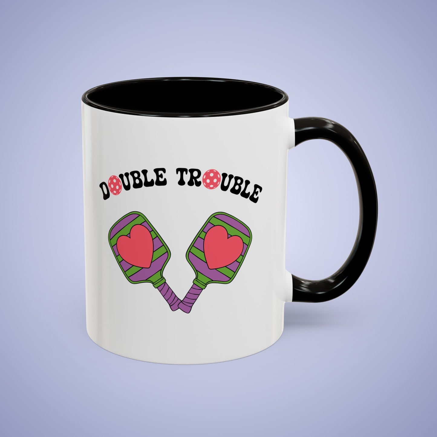 Double Trouble Couples Pickleball Fun Colorful Gift Coffee Mug