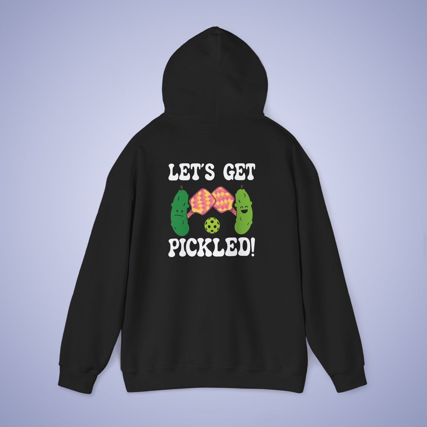 Lets Get Pickled Funny Alcohol Drinking Pickleball Hoodie White Graphic Design