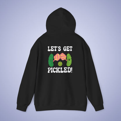 Lets Get Pickled Funny Alcohol Drinking Pickleball Hoodie White Graphic Design