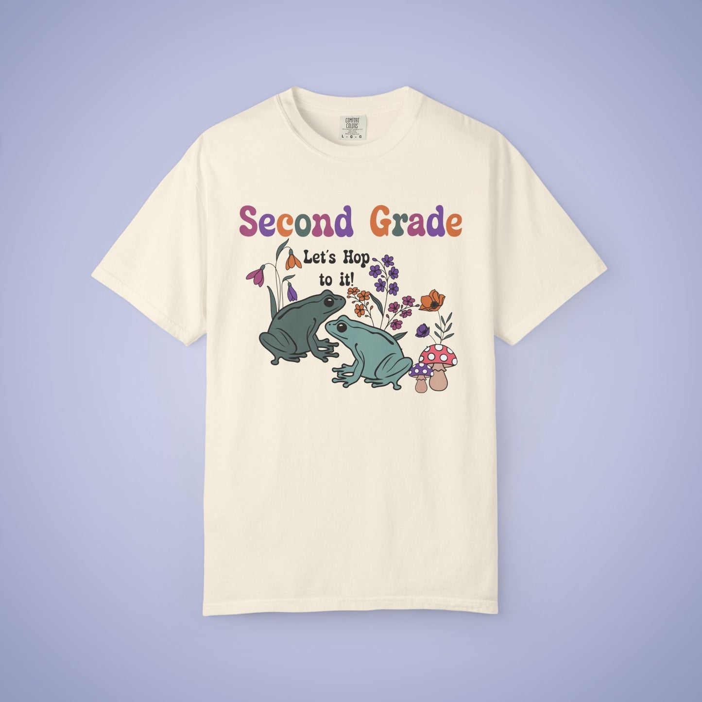 Second Grade Lets Hop To It Teacher T Shirt Frogs Comfort Colors Unisex Back to School