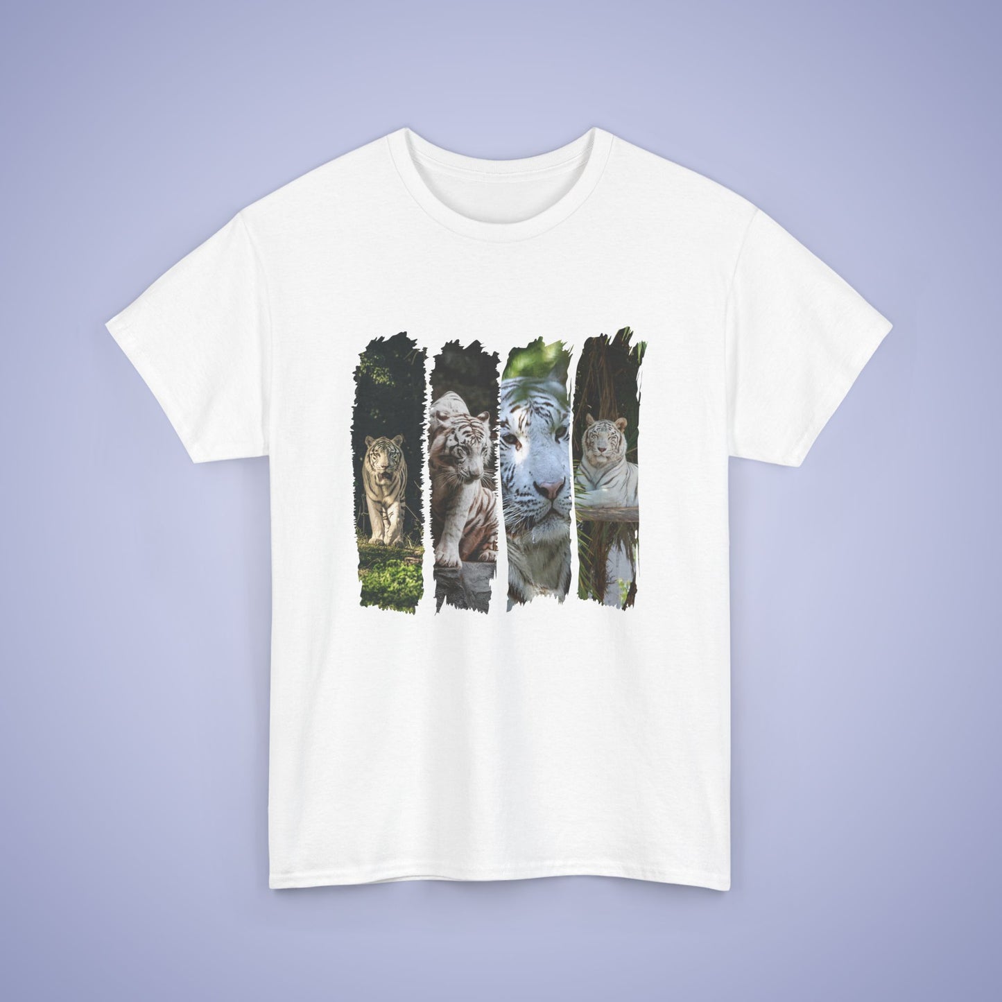 White Tigers Paint Brush Stroke Photographic Unisex Oversized T Shirt