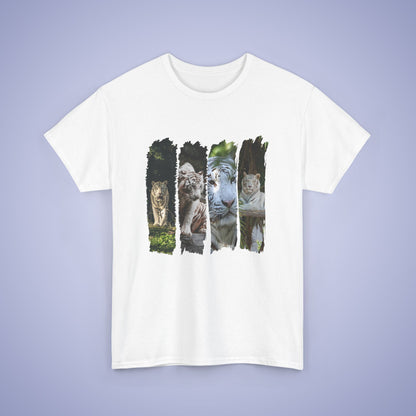 White Tigers Paint Brush Stroke Photographic Unisex Oversized T Shirt