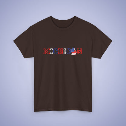Michigan Map Text Art Proud American Unisex T Shirt