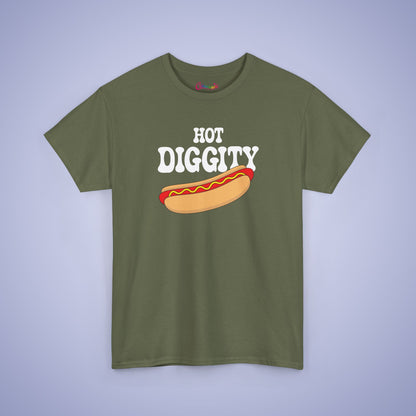 Hot Diggity Dog Funny Hot Dog T-Shirt | Hot Dog Lover Gift White