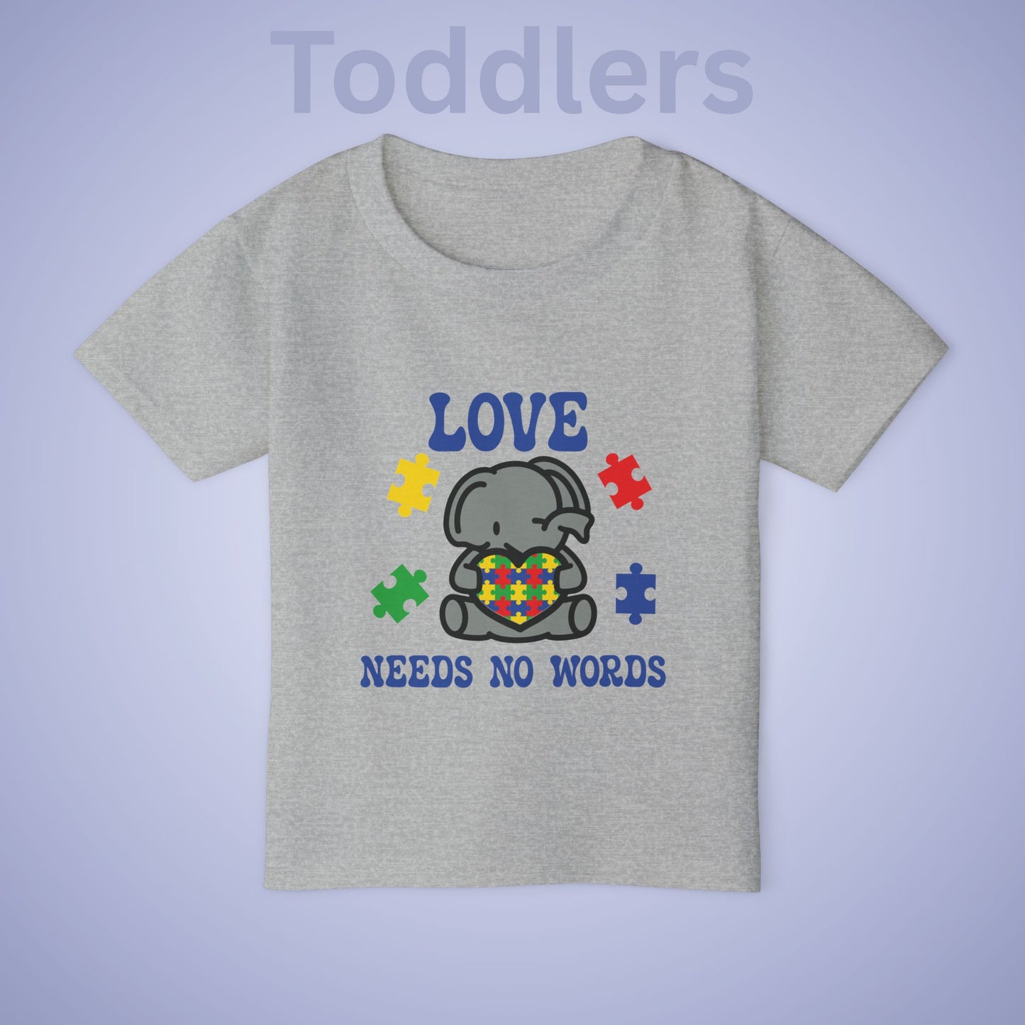 Love Needs No Words Elephant Graphic Autism Awareness Cotton Toddler T Shirt