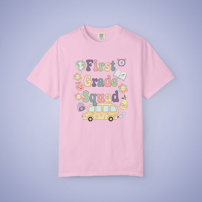 First Grade Squad Retro Fun Teacher T Shirt Comfort Colors Unisex Back to School