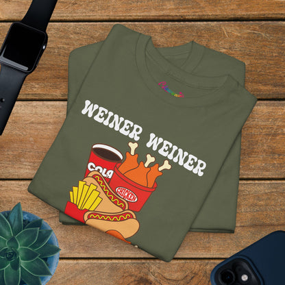 Weiner Weiner Chicken Dinner Funny Hot Dog T-Shirt | Hot Dog Lover Gift White