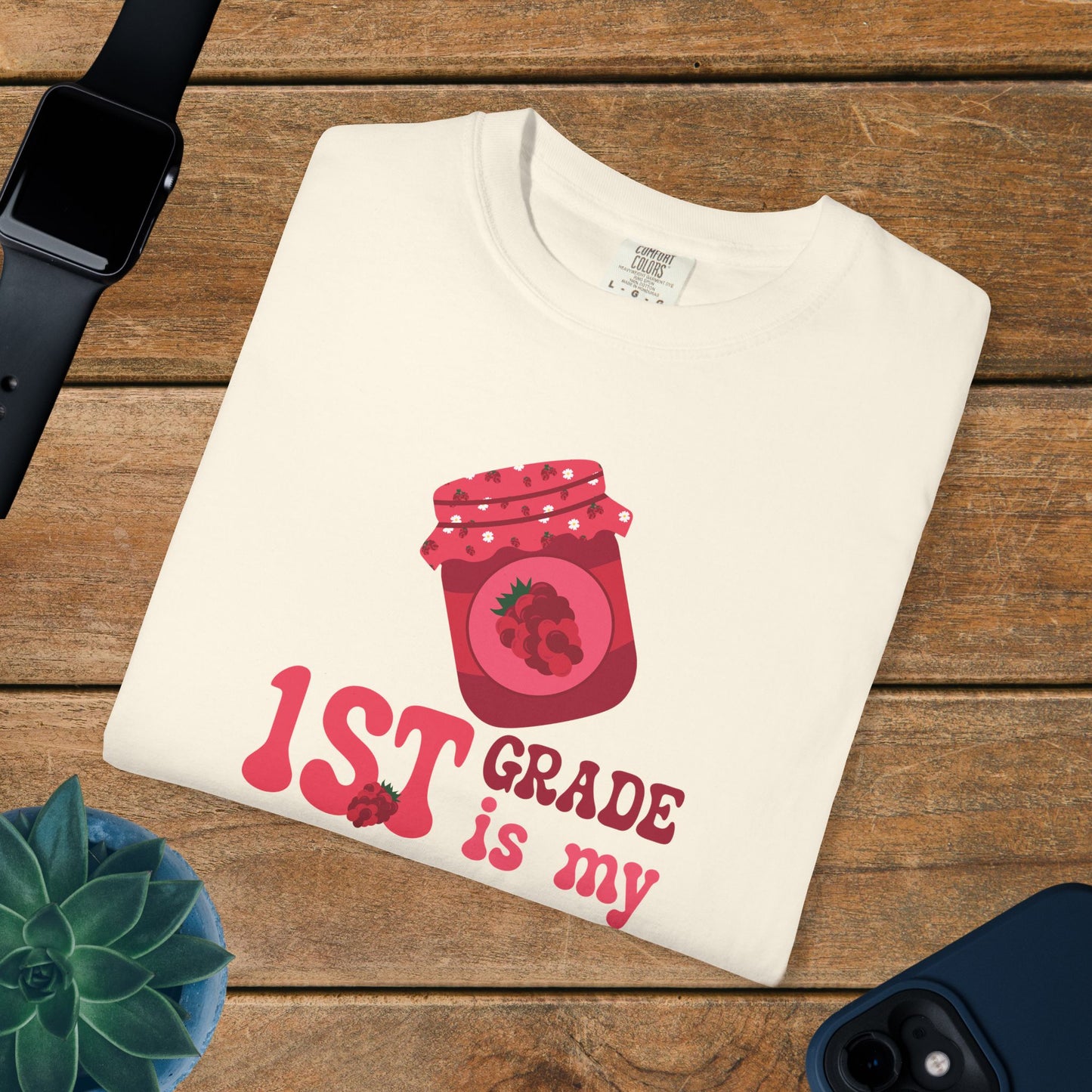 First Grade is my Jam Raspberry Teacher T Shirt Comfort Colors Unisex Back to School