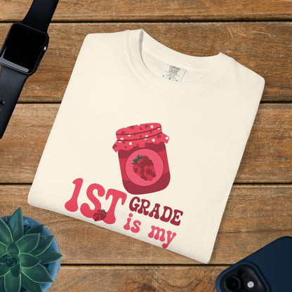First Grade is my Jam Raspberry Teacher T Shirt Comfort Colors Unisex Back to School