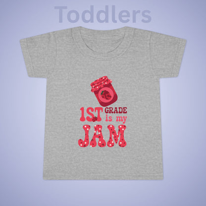 First Grade is my Jam Raspberry Kids Cotton T Shirt Back To School Toddler