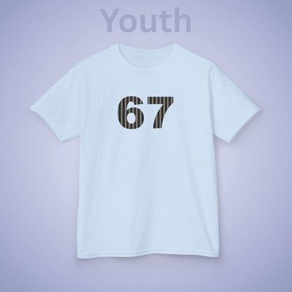 Striped 67 Tee Fun Trending Kids Cotton T Shirt Six Seven Youth