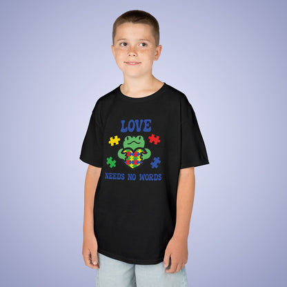 Love Needs No Words Frog Graphic Autism Awareness Cotton Youth T Shirt