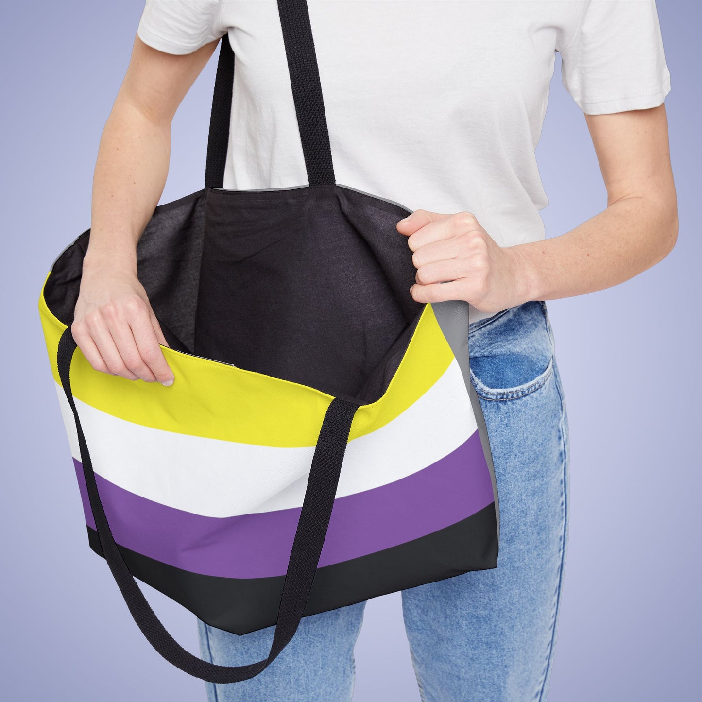 Non Binary Pride Month Weekender Large Beach Bag Tote