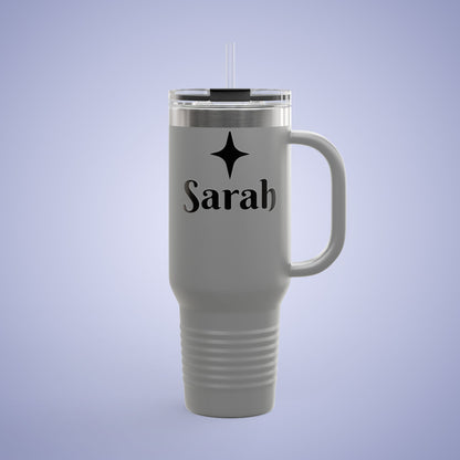 Personalized Insulated Travel Mug - 40oz, Custom Name Mug for Coffee Lovers Dark Grey