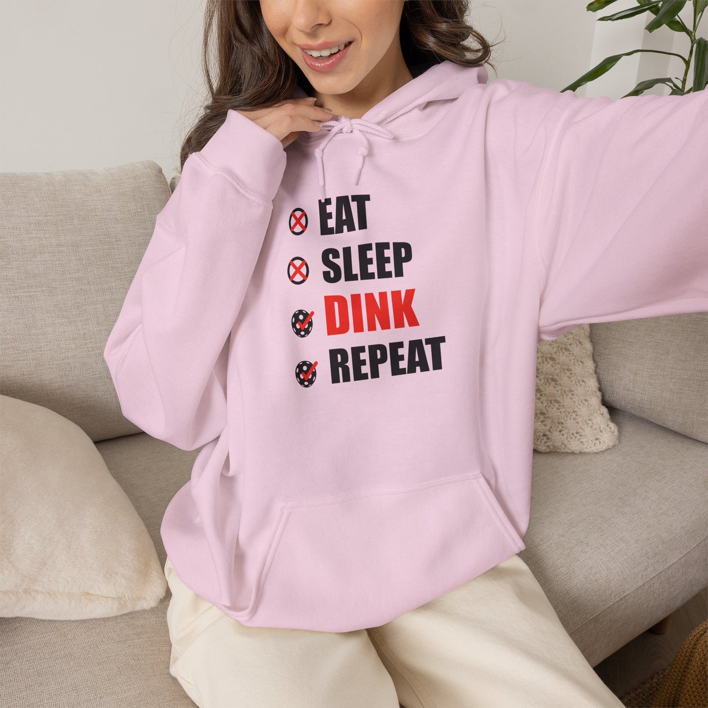 Eat Sleep Dink Repeat Pickleball Hoodie | Funny Pickleball Lover Gift Black Version