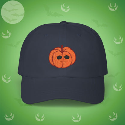 Embroidered Jackolantern Worried Face Halloween Pumpkin Dad Cap Unisex