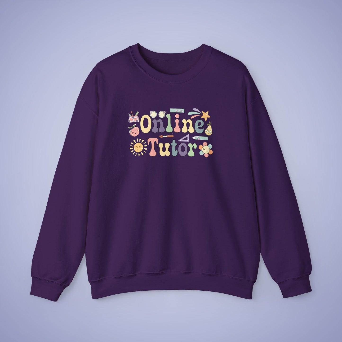 Online Tutor Teacher Crewneck Sweatshirt Retro Unisex Back to School