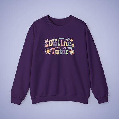 Online Tutor Teacher Crewneck Sweatshirt Retro Unisex Back to School