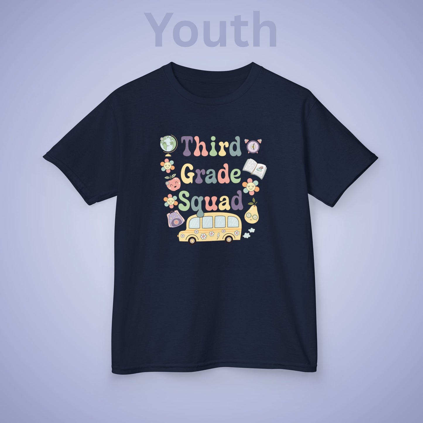 Third Grade Squad Retro Fun Kids Cotton T Shirt Back To School Youth
