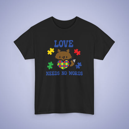 Fox Puzzle Heart Graphic Love Needs No Words Autism Awareness Unisex T Shirt
