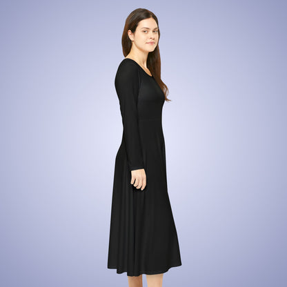 Women's Blank Black Long Sleeve Dance Dress