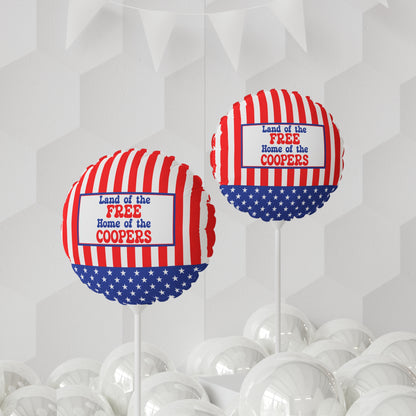Land of the Free Personalized Patriotic July 4th Home Decor Party Round Balloon USA Flag