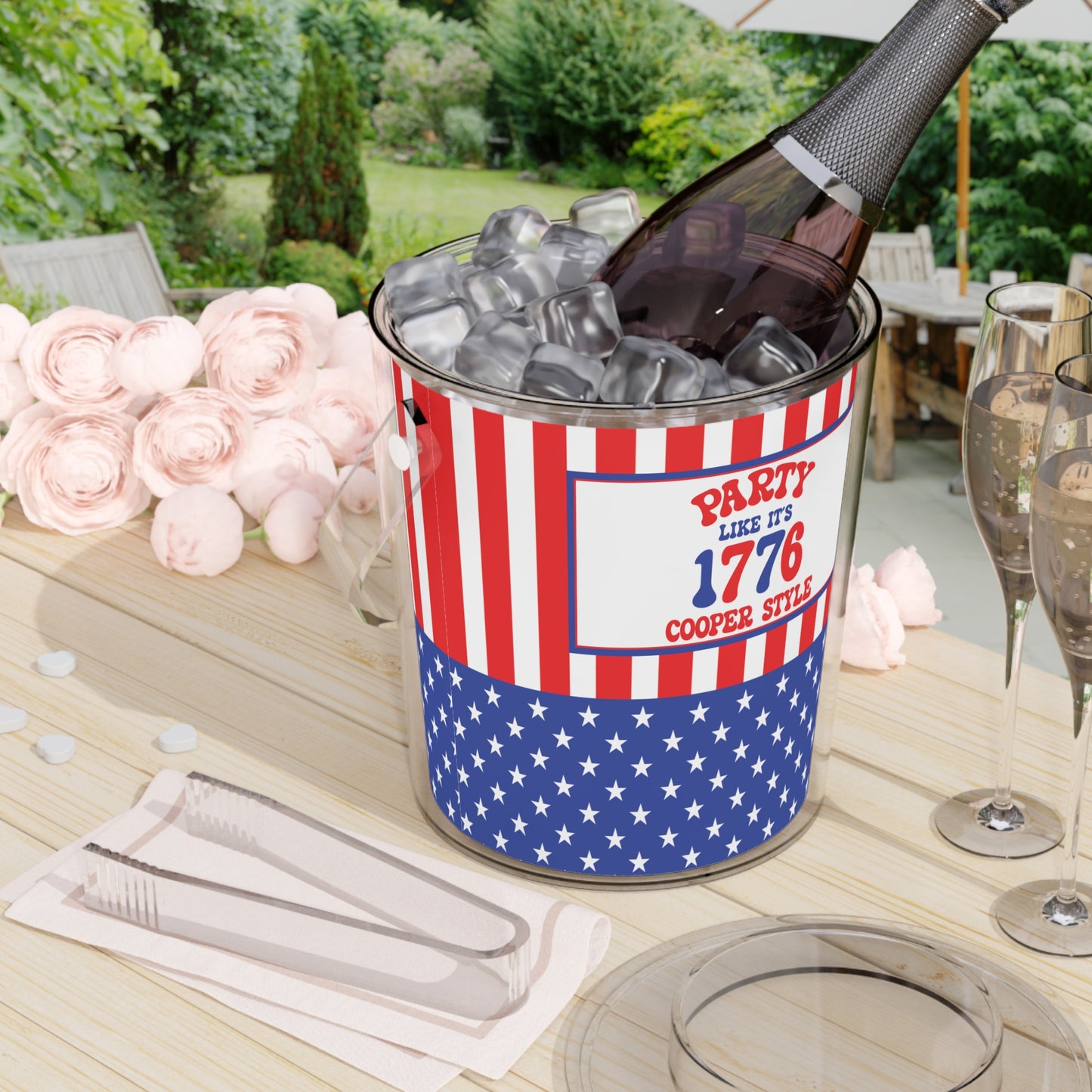 Party Like It's 1776 Personalized Patriotic July 4th Home Decor Ice Bucket USA Flag