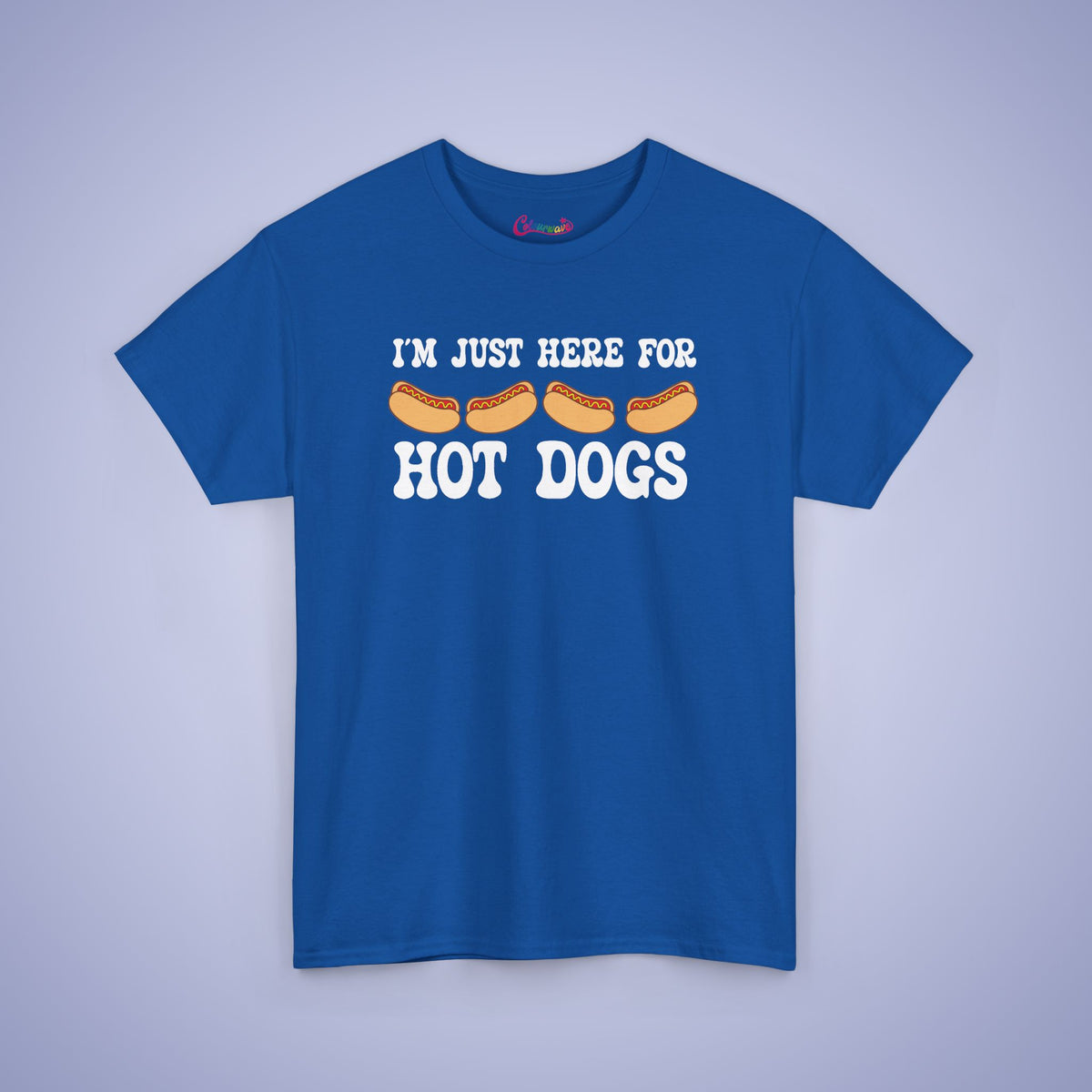 I'm Just Here for the Hot Dogs Funny Hot Dog T-Shirt | Hot Dog Lover Gift White