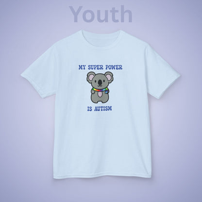 Koala Autism is My Super Power Graphic Autism Awareness Cotton Youth T Shirt