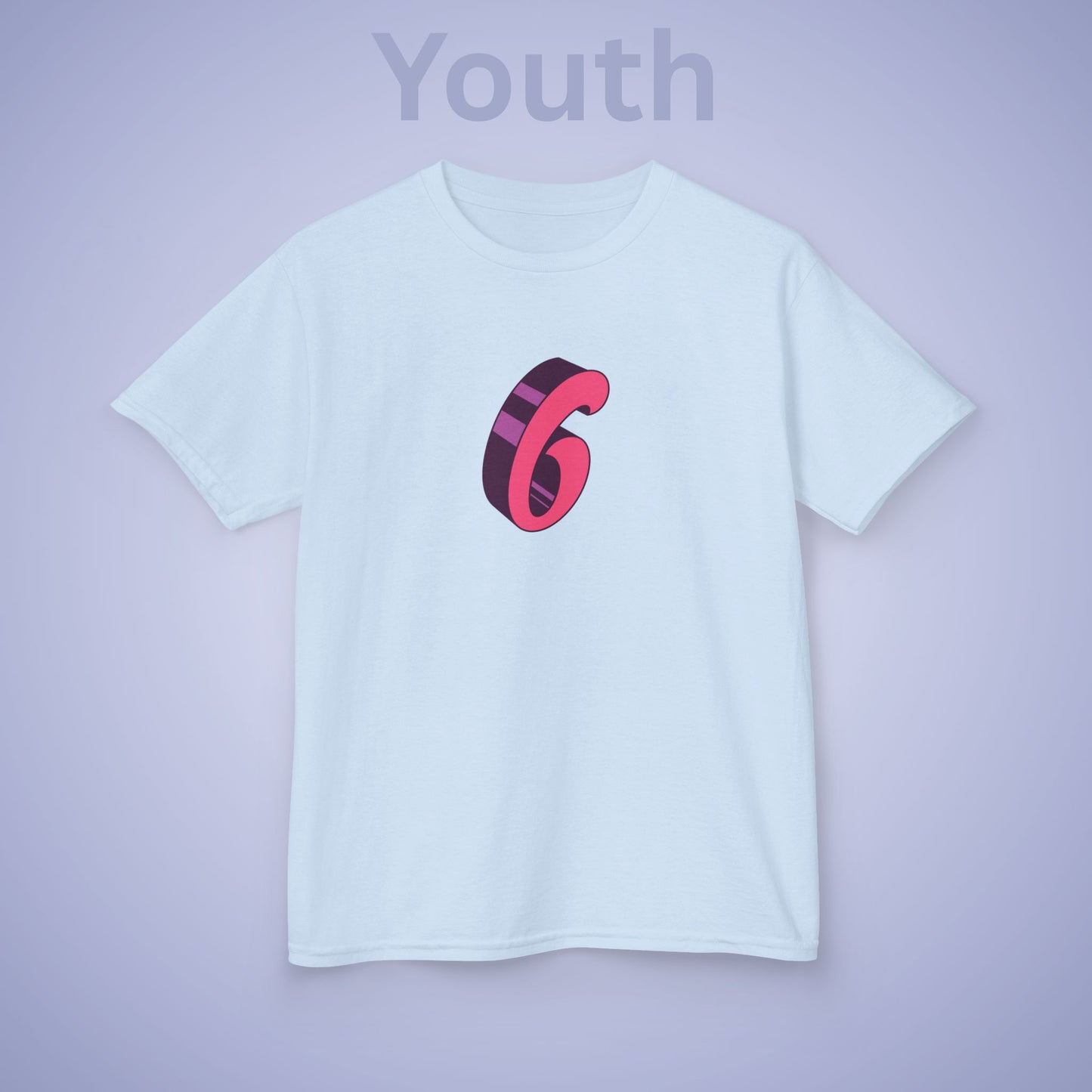 Pink Word Art 6 Tee Fun Trending Kids Cotton T Shirt Six Seven Youth