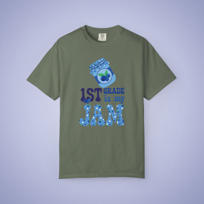 First Grade is my Jam Blueberry Teacher T Shirt Comfort Colors Unisex Back to School