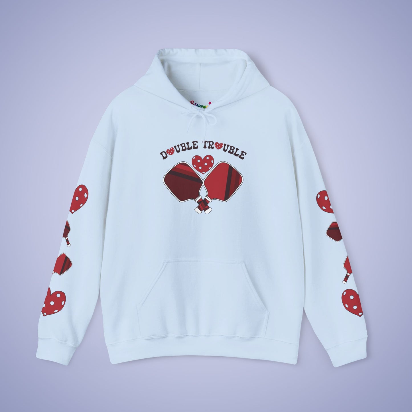 Double Trouble Pickleball Hoodie | Couple Matching Pickleball Lover Gift Light Crimson Version