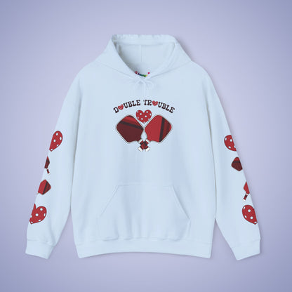 Double Trouble Pickleball Hoodie | Couple Matching Pickleball Lover Gift Light Crimson Version