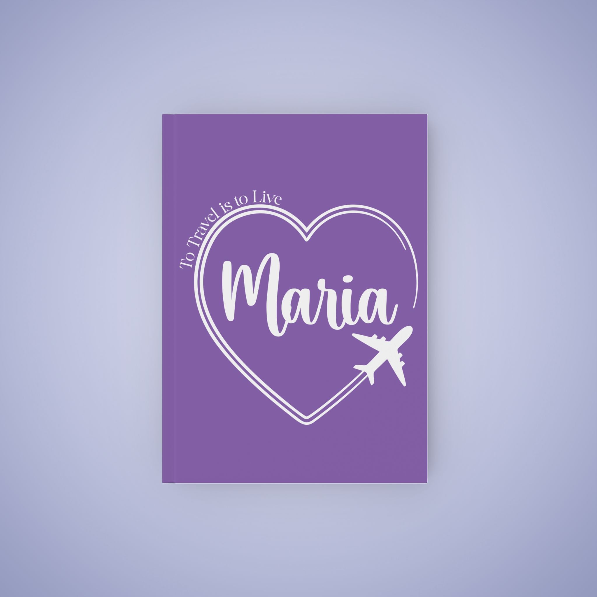 Travel Journal Personalized Name Light Purple Graduation Gift Hard Backed Notebook