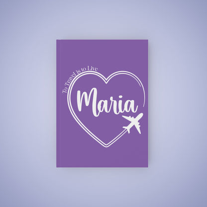 Travel Journal Personalized Name Light Purple Graduation Gift Hard Backed Notebook
