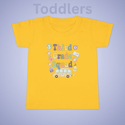 Third Grade Squad Fun Retro Kids Cotton T Shirt Back To School Toddler