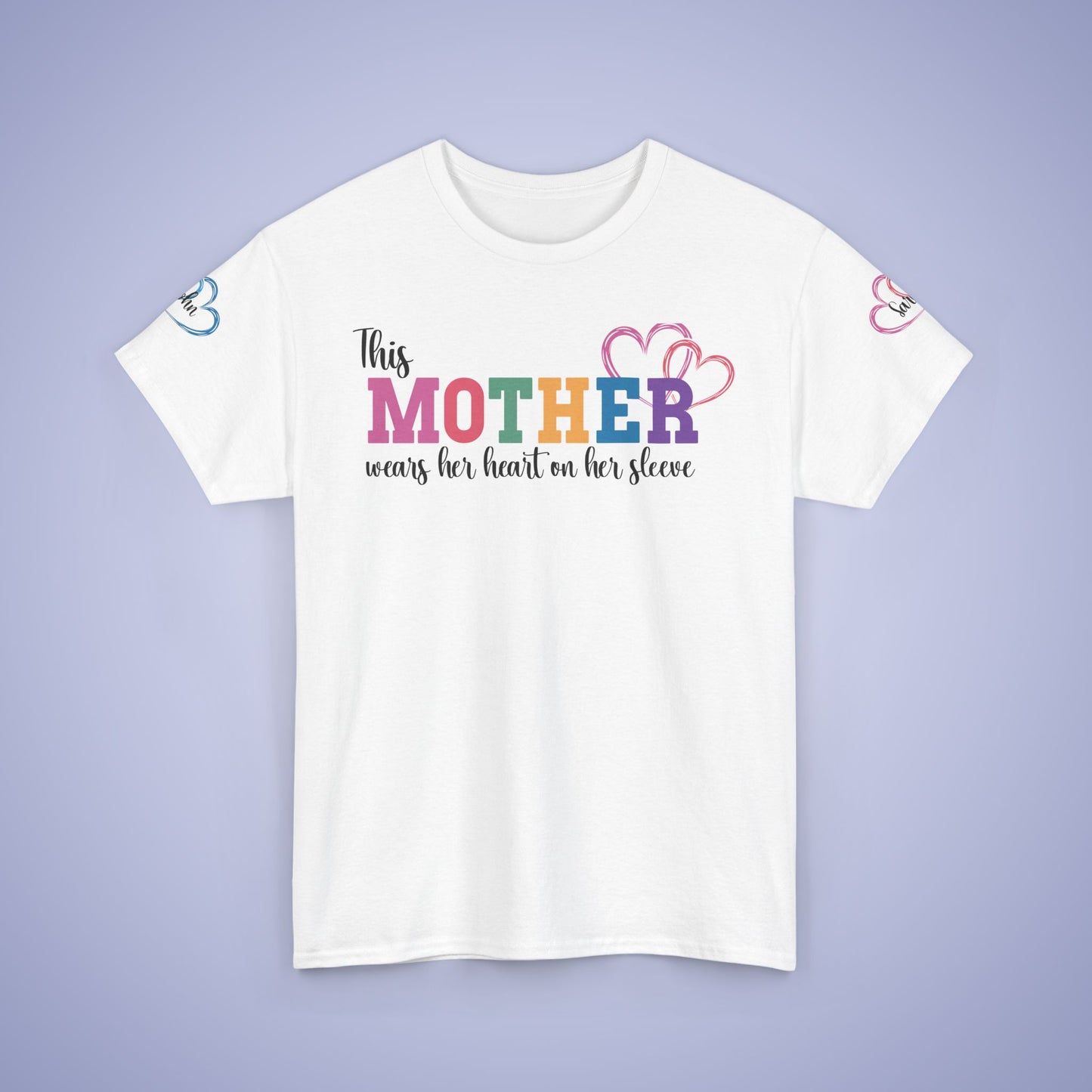 This Mother Wears Her Heart on Her Sleeve Unisex Heavy T Shirt Personalized
