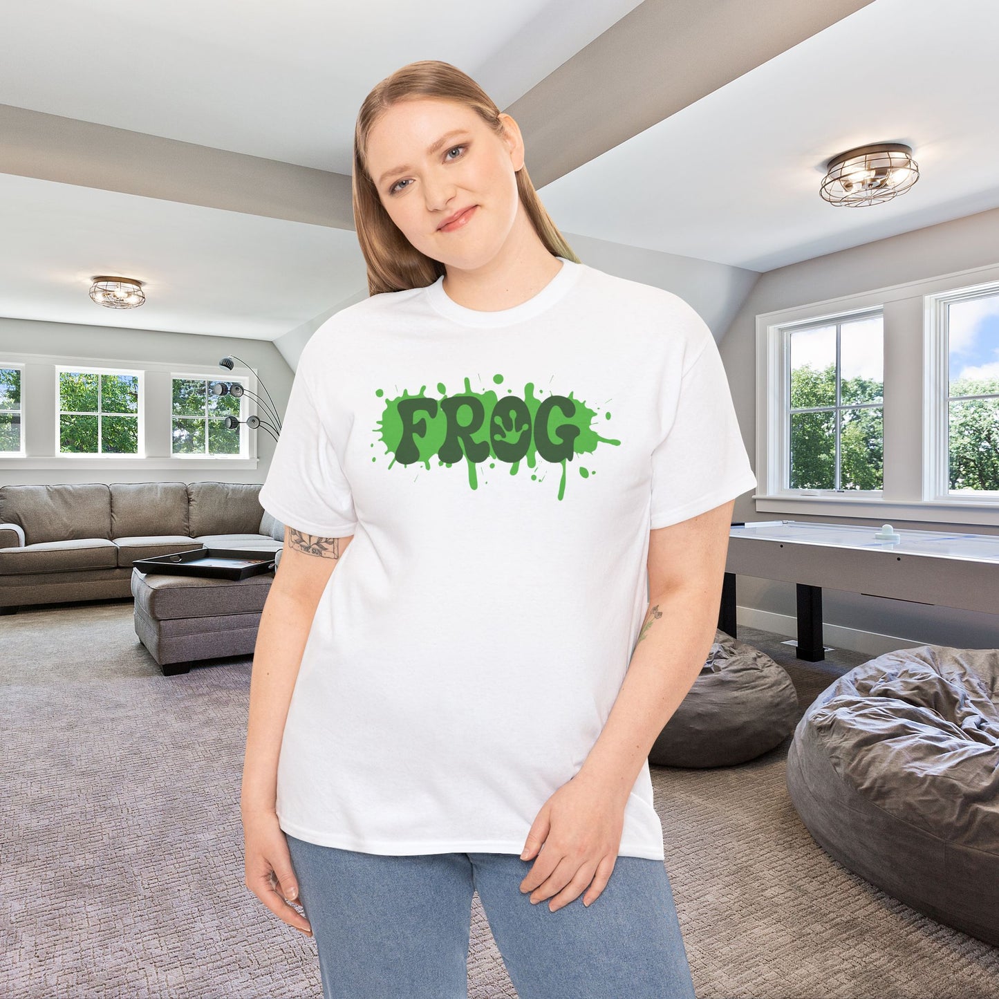 Paint Splatter Graphic Tee Frog Lover Word Art Gift Unisex T Shirt