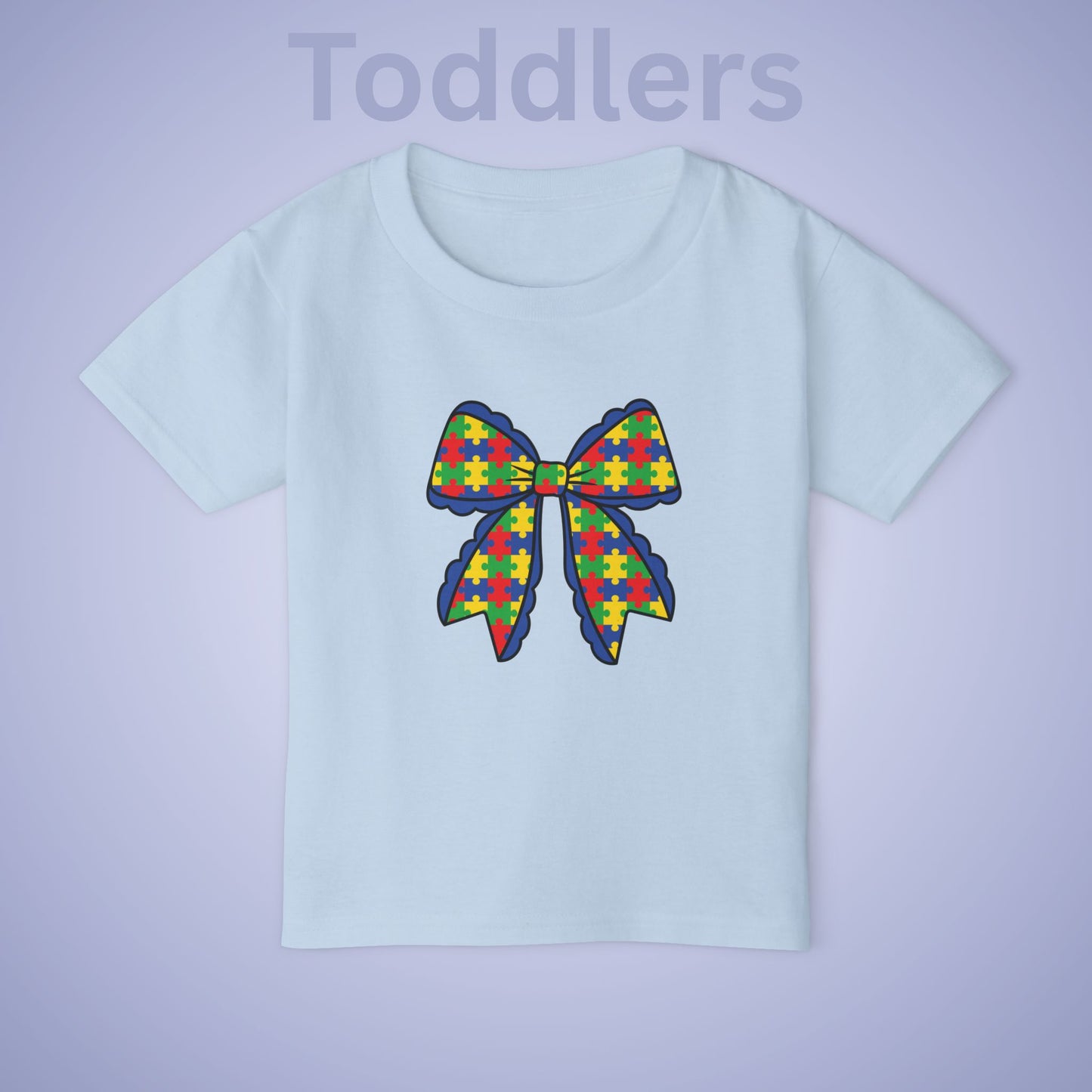 Coquette Puzzle Piece Bow Graphic Autism Awareness Cotton Toddler T Shirt
