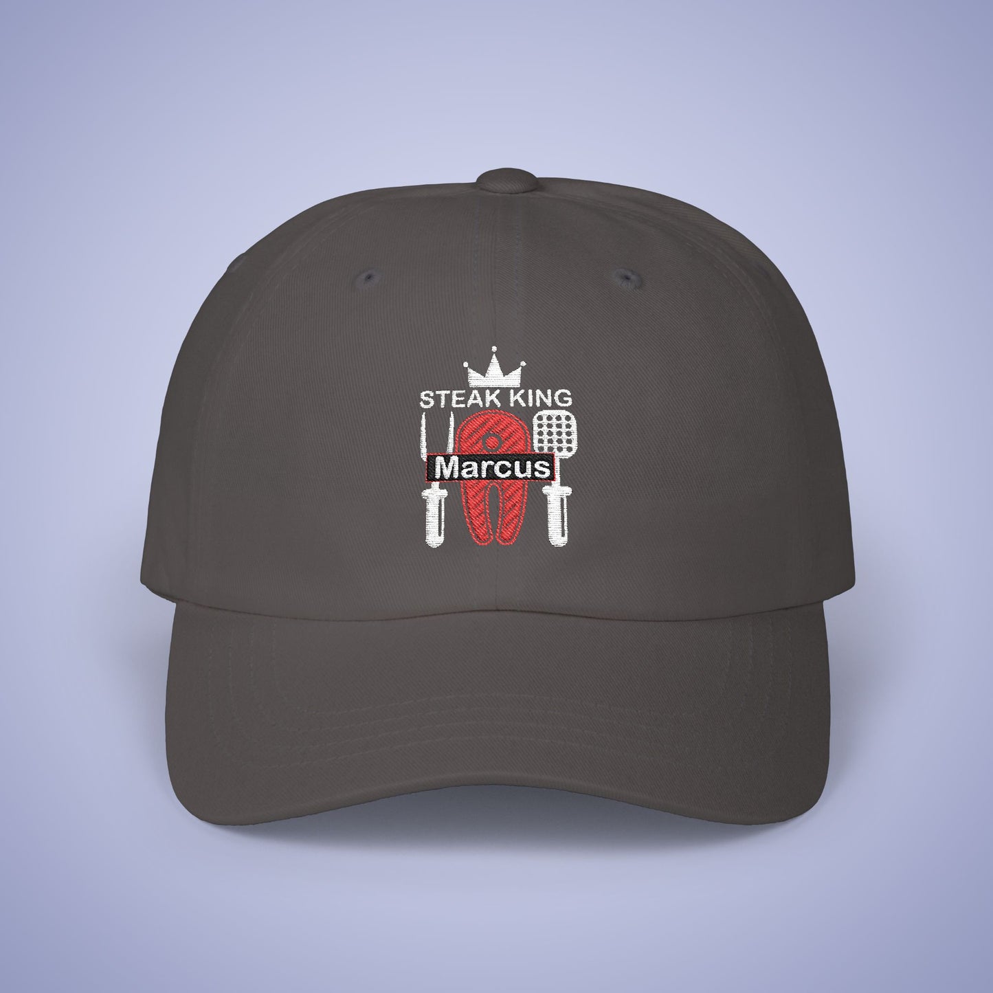 Steak King Personalized Grill Lover Embroidered Classic Dad Cap Unisex White Embroidery Gift
