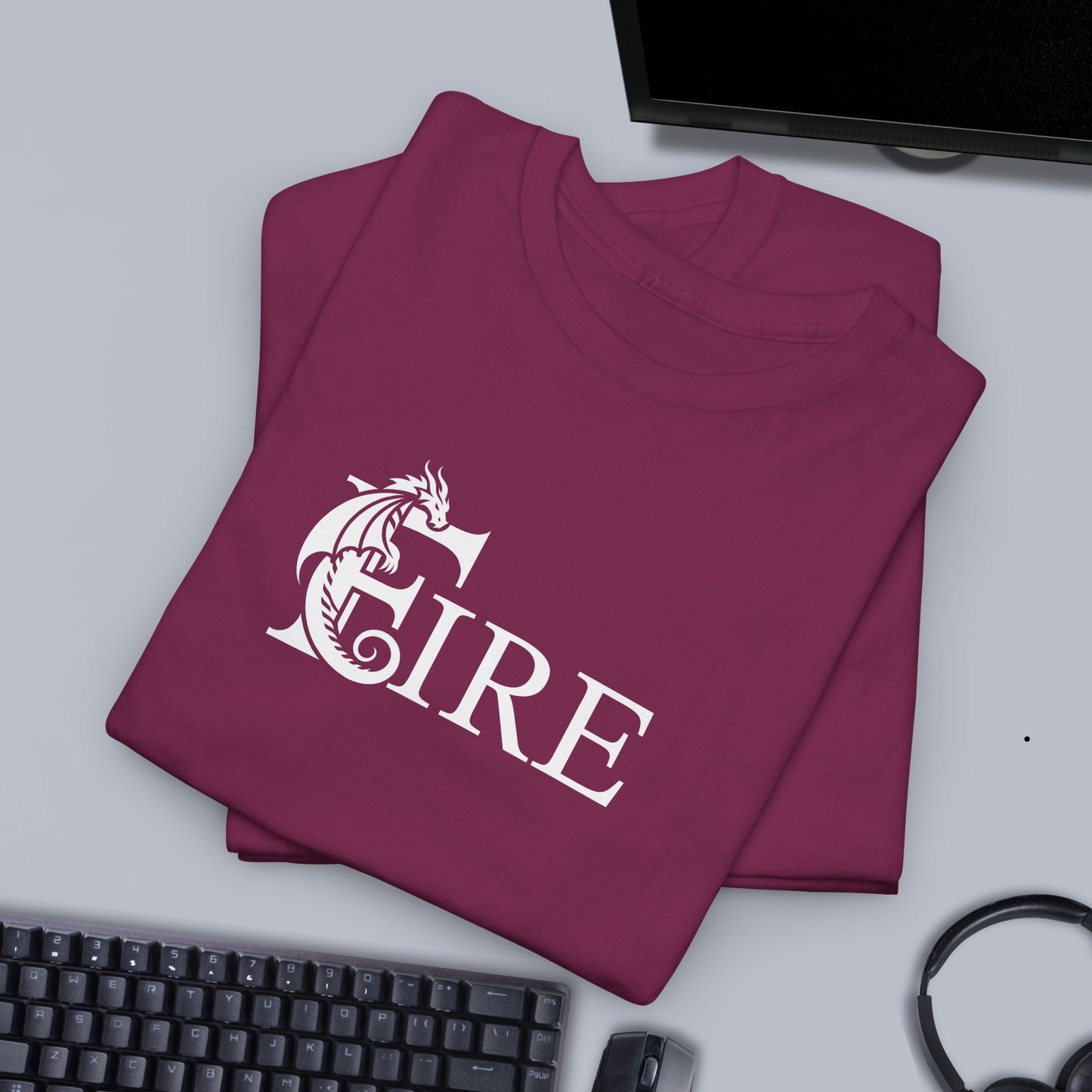 Fire Word Art Text Dragon Lover Unisex T Shirt