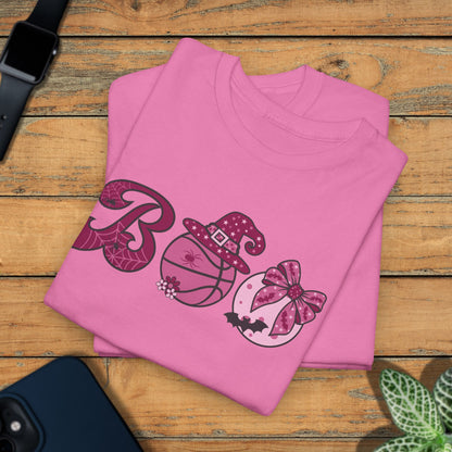 Basketball BOO T-Shirt | Girly Coquette Halloween Design