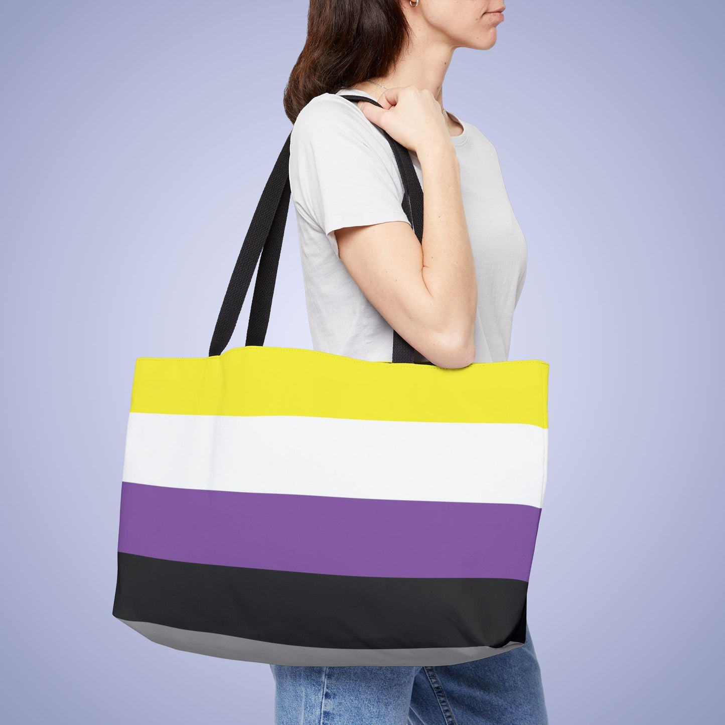 Non Binary Pride Month Weekender Large Beach Bag Tote
