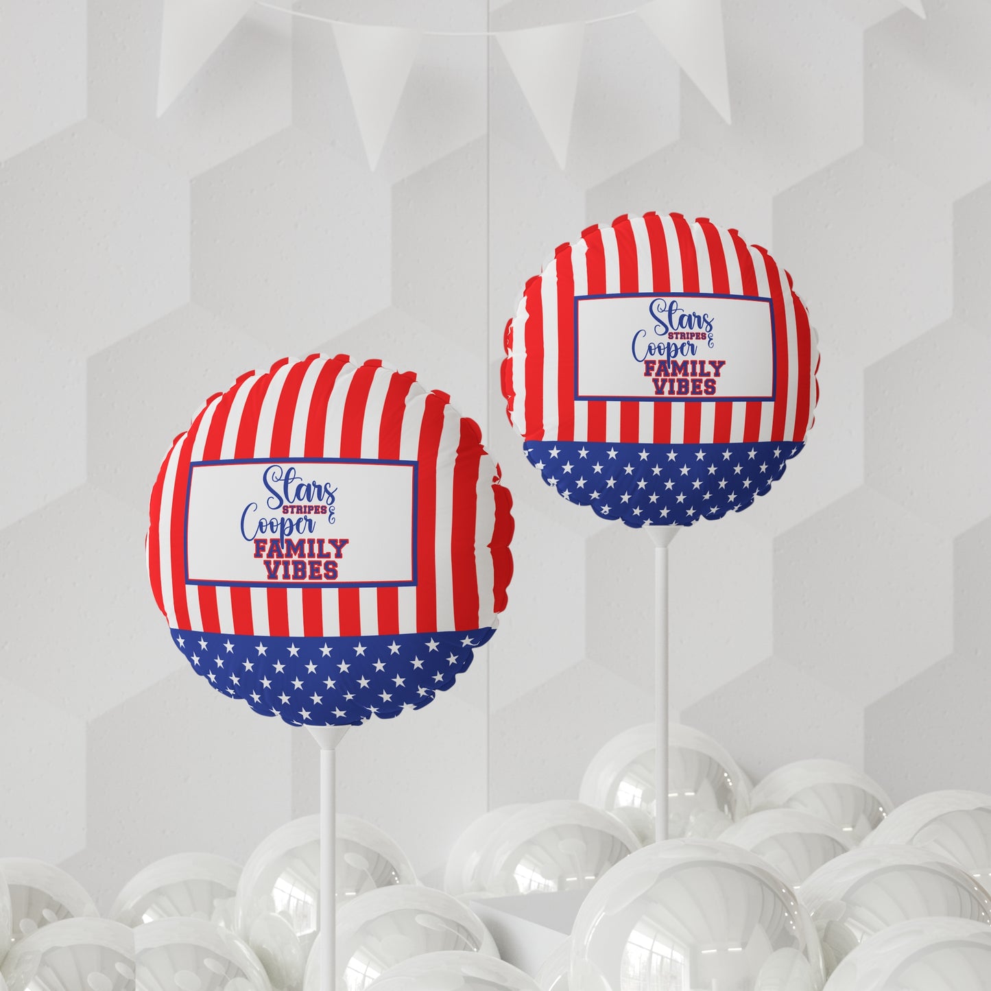 Stars and Stripes Personalized Patriotic July 4th Home Decor Party Round Balloon USA Flag