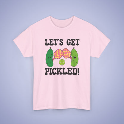 Lets Get Pickled Funny Alcohol Drinking Pickleball T Shirt Black Graphic Design