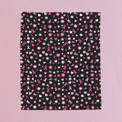 Breast Cancer Awareness Black Velveteen Plush Blanket 3 Sizes Chemotherapy Gift