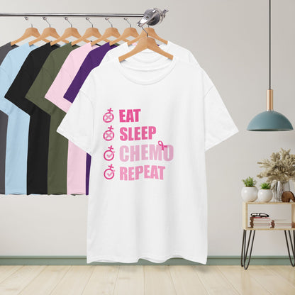 Eat Sleep Chemo Repeat Breast Cancer Survivor Unisex T Shirt