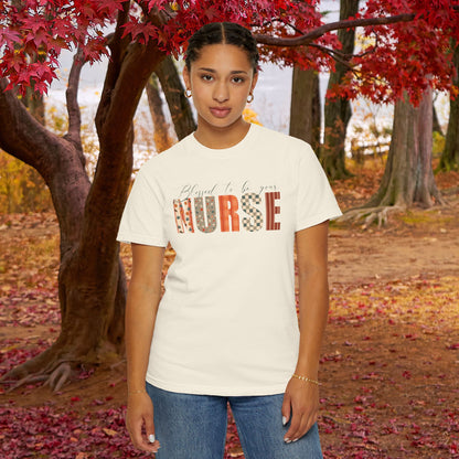 Blessed to be Your Nurse White Thanksgiving Patterned Word Art Comfort T Shirt Unisex