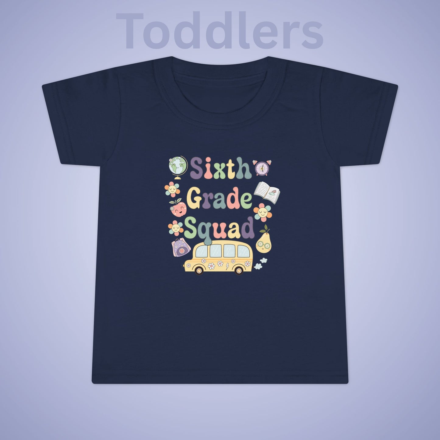 Sixth Grade Squad Retro Fun Kids Cotton T Shirt Back To School Toddler